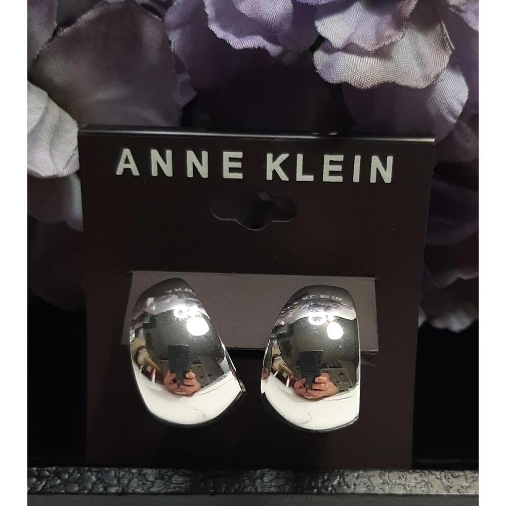 NEW Anne Klein Silvertone Chunky Hoop Earrings
